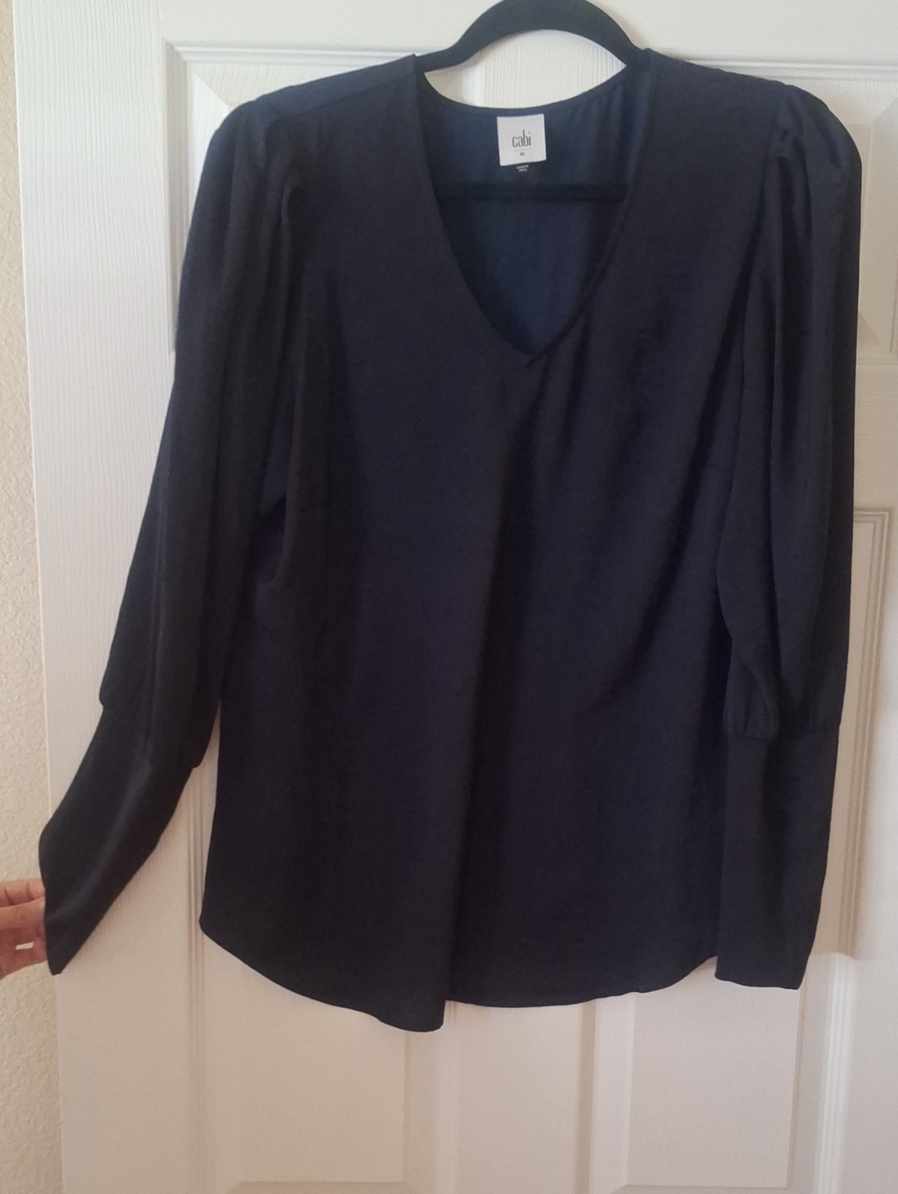 CAbi Navy V-Neck Long Sleeve Blouse
